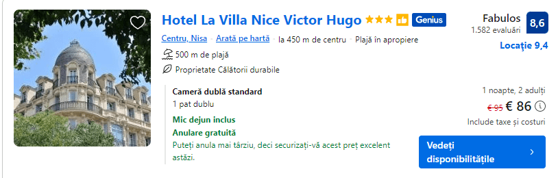 hotel la villa nice | cazare nisa cu mic dejun |