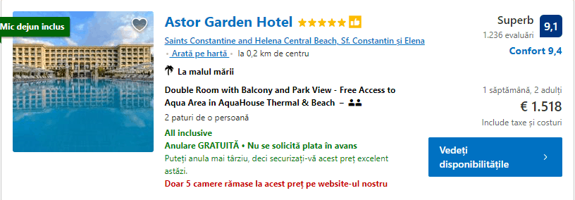 Astor Garden | hotel cu all inclusive |