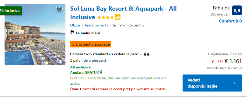 Sol Luna | vacanta Obzor | all inclusive Obzor |