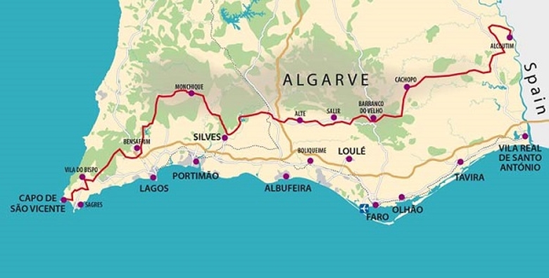 Via Algarviana | harta Algarve |