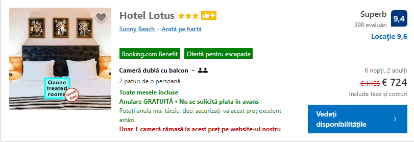 Hotel Lotus | cazare Sunny Beach | hotel Sunny beach in august |