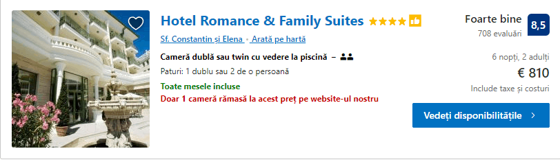 Hotel Romance | hotel in Sf Constantin si Elena | hotel Bulgaria |