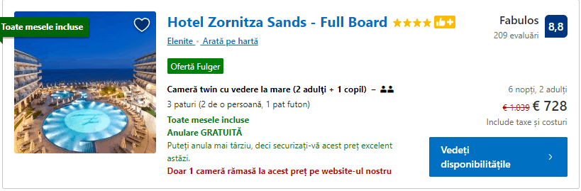 Hotel Zornitza Sands | hotel Elenite | hotel cu mese incluse |