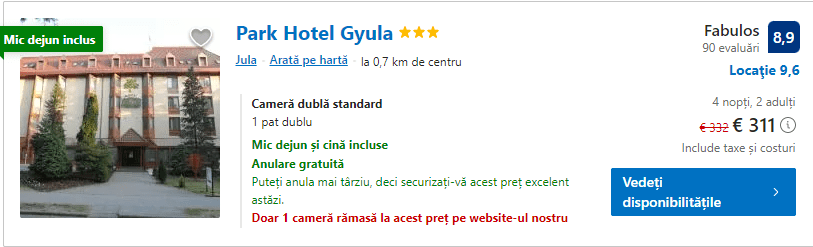 Park hotel gyula | hotel cu demipensiune inclusa | baile gyula ungaria |