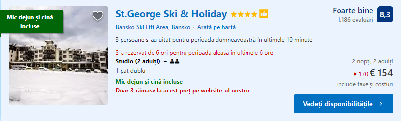 St.George Bansko | schi Bansko | cazare cu demipensiune |