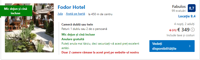 fodor hotel | cazare cu demipensiune baile gyula |