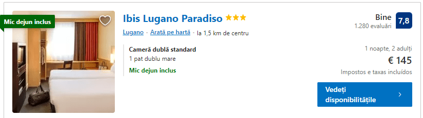 Ibis Lugano Paradiso | hotel Lugano cu mic dejun | cazare ieftina Lugano |