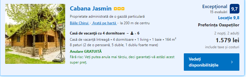 Cabana Jasmin | cazare Harghita | cazare cu ciubar |