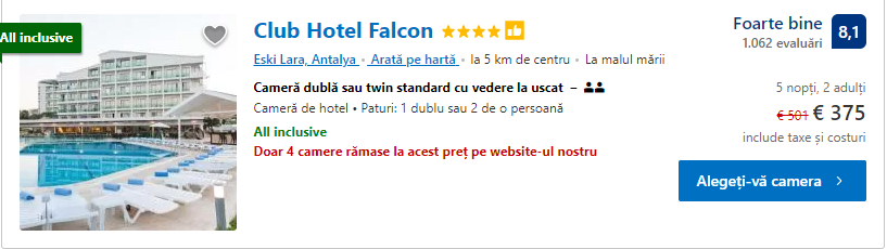 Club Hotel Falcon | cazare cu all inclusive Antalya |