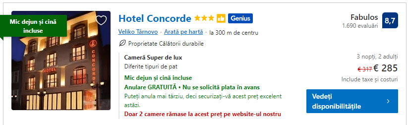 Hotel Concorde | hotel cu demipensiune Veliko |