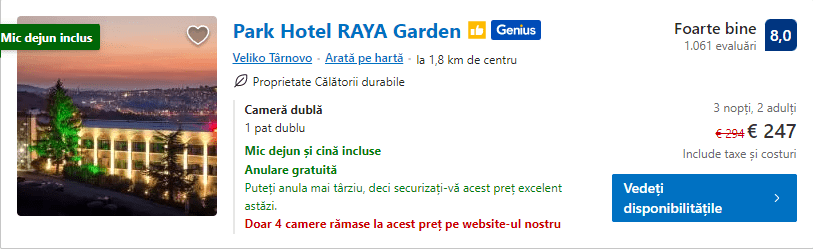 Parc hotel Raya | sf andrei si 1 decembrie | city break veliko tarnovo |