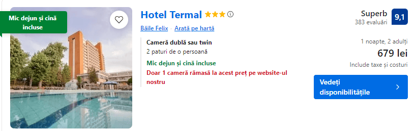 hotel termal | piscine baile felix | cazare cu demipensiune felix |