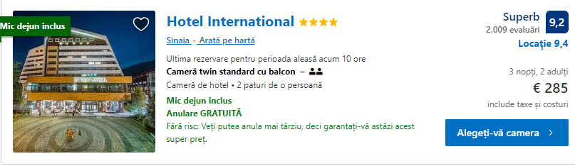 Hotel International Sinaia | cazare Sinaia |