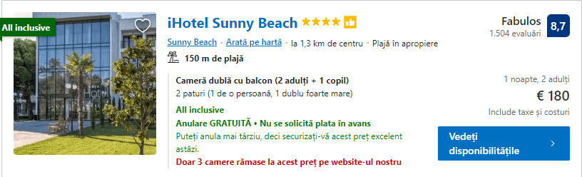 IHotel Sunny beach | hotel pe plaja Sunny beach |