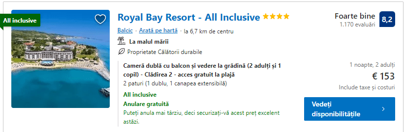 Royal Bay Resort | hotel Balcic Bulgaria | all inclusive Bulgaria in iulie |