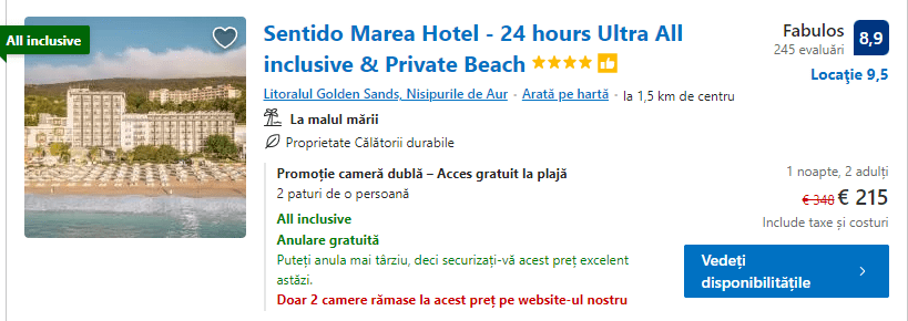 Sentido Marea Hotel | hotel Bulgaria in iulie | Nisipurile de aur |
