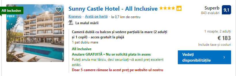 Sunny Castle Hotel | hotel Kranevo | hotel cu all inclusive | hotel pe plaja |