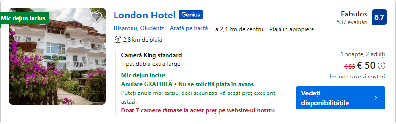 london hotel | hotel in oludeniz | cazare ieftina oludeniz |