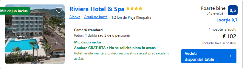 riviera hotel and spa | cazare alanya cu mic dejun inclus | hotel alanya cu mic dejun |