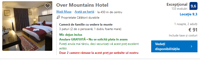 Over Mountains | hotel Petra | cazare Petra | recomandari hotel Iordania |