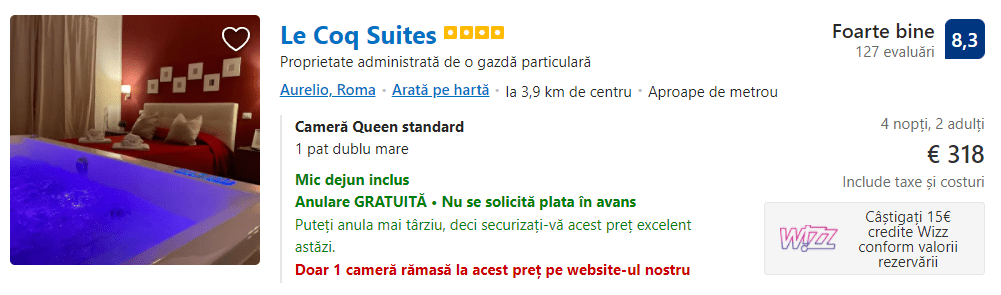 Le Coq Suites | cazari la 4 stele Roma | cazari cu scor bun Roma |