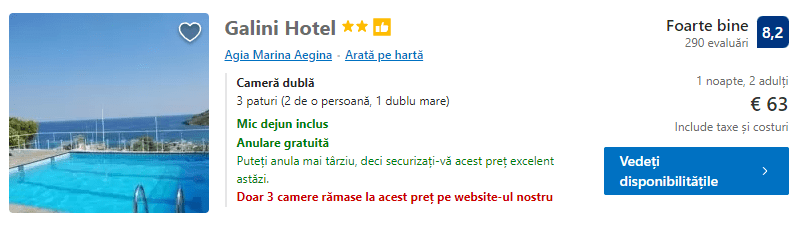 Galini Hotel | plaja din Eghina | cazare Eghina |