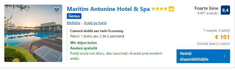 Maritim Antonine | hotel cu plaja | hotel cu piscina Malta | plaja Malta |