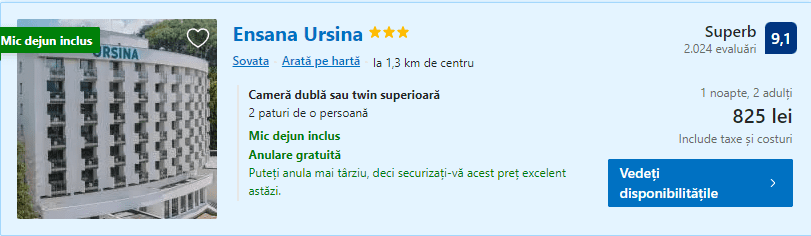 ensana ursina | cazare sovata | intrare la lacul ursu | hotel cu spa si demipensiune sovata |