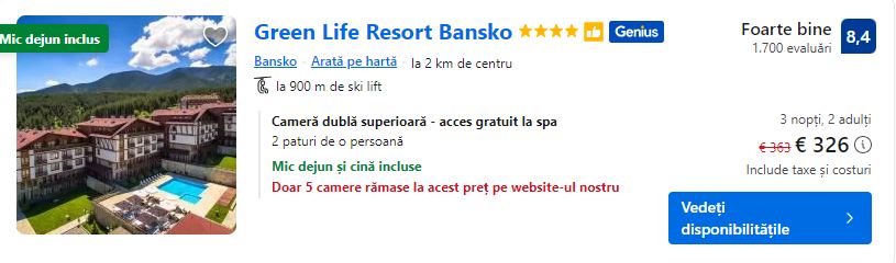 green life resort bansko | oferte de sf andrei la bansko | bansko ski 2023 | bansko hotel cu demipensiune |