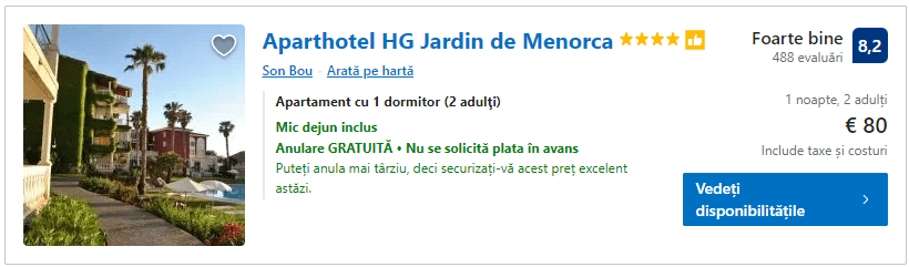 Aparthotel HG Jardin | cazare plaja sao bou menorca |