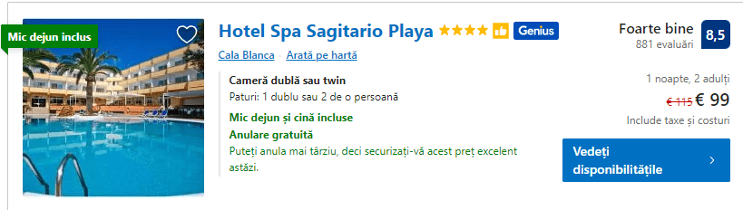 Hotel Spa Sagitario | cazare cu mic dejun menorca |