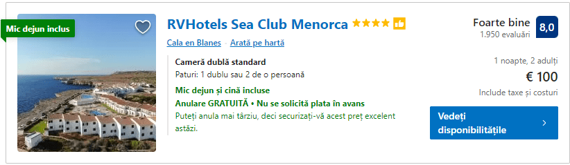 RV Hotels | hotel cu demipensiune Menorca | 