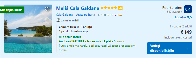 Melia Cala Galdana | hotel pe plaja cala galdana | hotel cu plaja menorca | hotel pe plaja in menorca |