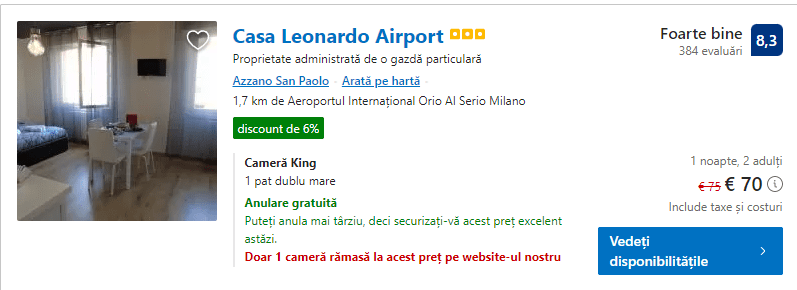 Casa leonardo airport | cazare ifetina langa milano bergamo aeroport | 