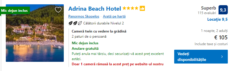 adrina beach hotel | cazare in skopelos | hotel pe plaja in skopelos |