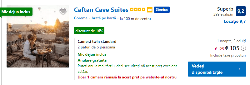 caftan cave suites | cazare hotel pestera cappadocia turcia |
