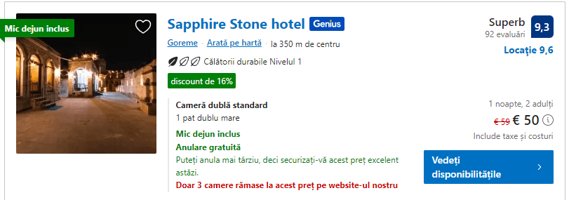 sapphire stone hotel | panorama cappadocia | hotel cu terasa |