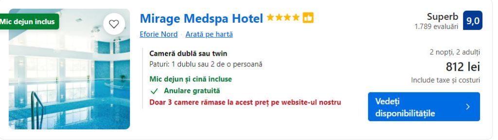 mirage medspa | cazari cu demipensiune in Romania | cazare cu spa in martie | hoteluri cu spa si piscine romania |