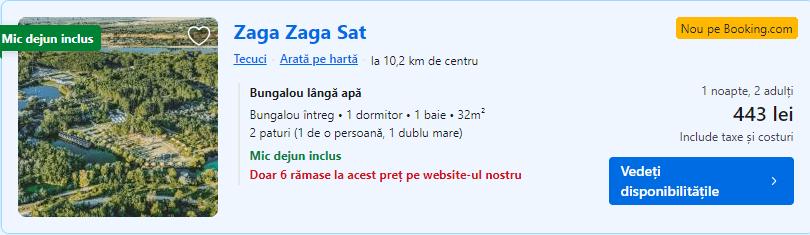 zaga zaga sat | delta siretului | cazare bungalou pe apa | cazare de vis |