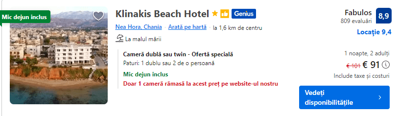 klinakis beach hotel | hotel in chania | cazare pe plaja in chania |