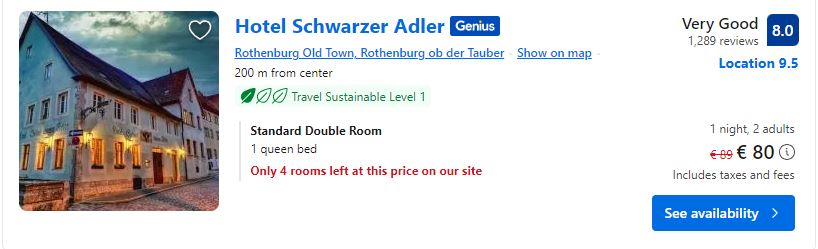 Hotel schwarzer adler | cazare in Rothenburg Germania |