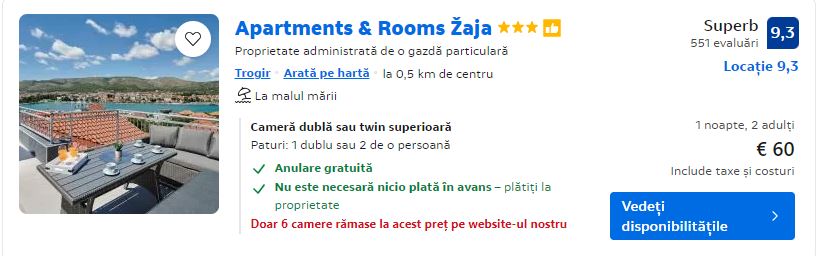apartments room zaja | cazare in trogir | trogir croatia |