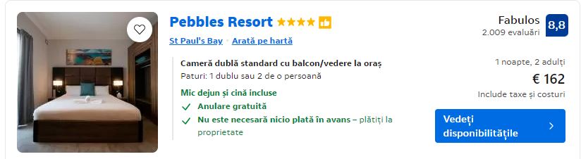 pebbles resort | cazare cu demipensiune malta | hotel cu demipensiune in malta | cazare malta 2024 |