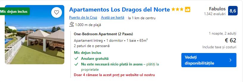 apartamentos los dragos del norte | apartamente in tenerife | cazare in tenerife | hotel cu mic dejun inclus tenerife |