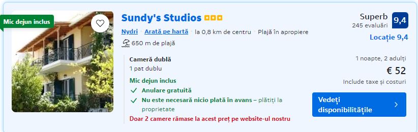 sundys studio | cazare cu mic dejun nydri | nydri cu mic dejun |