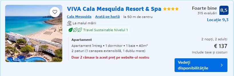viva cala mesquida resort and spa | cazare mallorca | cazare plaja mesquida | apartamente de inchiriat mallorca |