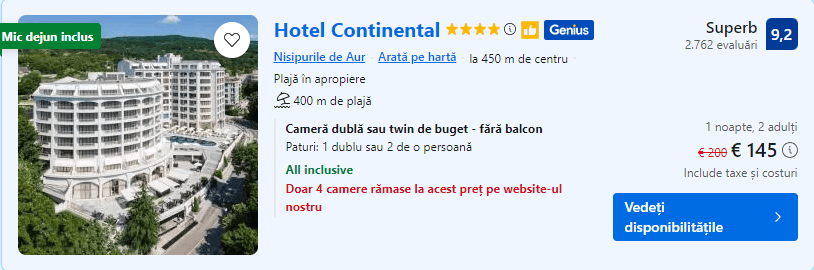 hotel continental | cazare cu spa sunny beach | cazare cu all inclusive sunny beach |
