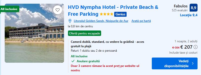 HVD Nympha Hotel | hotel nisipurile de aur Bulgaria | hotel cu all inclusive nisipuri |