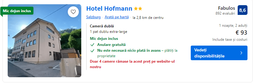 Hotel Hofmann | hotel in salzburg cu mic dejun inclus | 