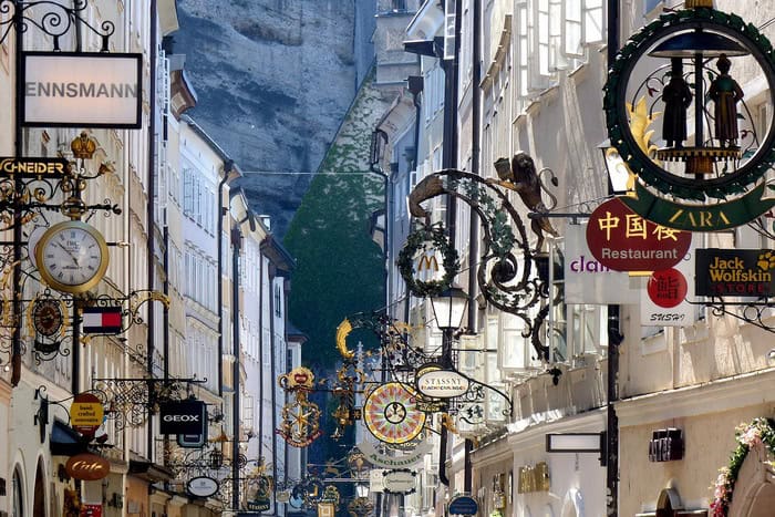 getreidegasse salzburg | strazi din salzburg | strada lui mozart | mozart salzburg |